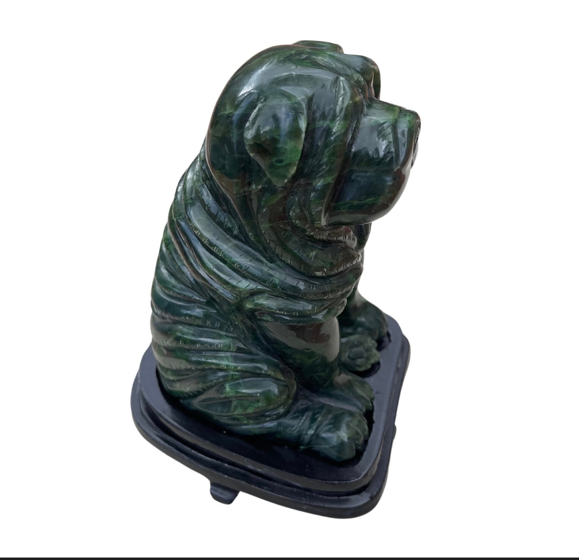Hand-carved nephrite jade Sharpie dog