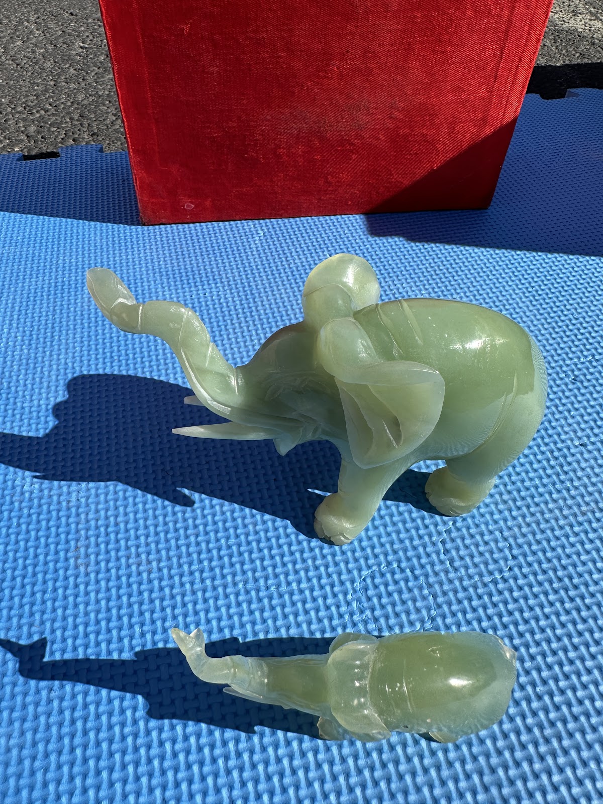 Hand-carved Chinese Jade Elephant Set