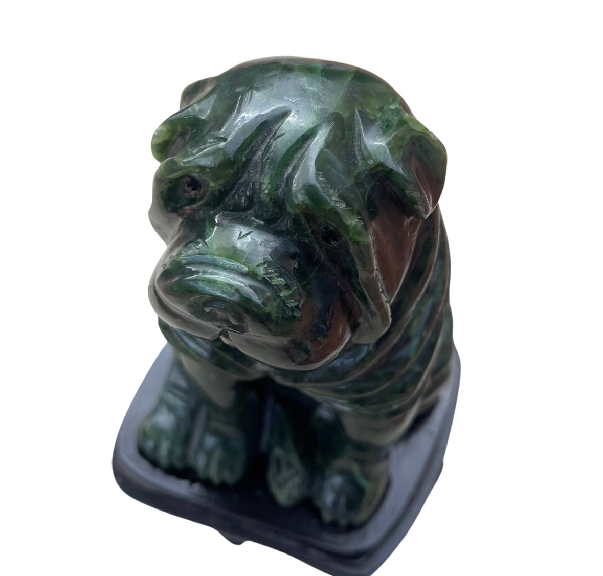 Hand-carved nephrite jade Sharpie dog