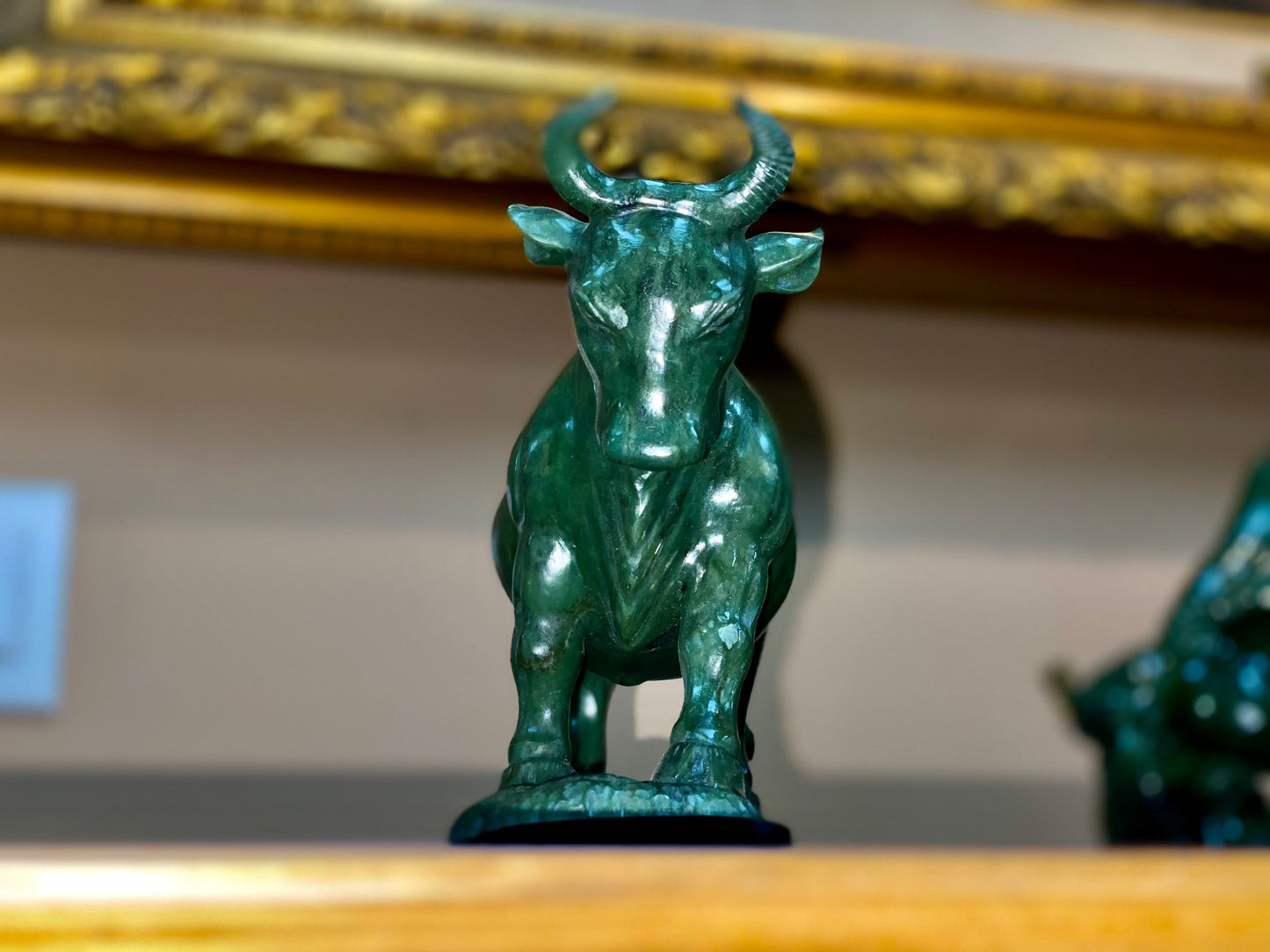 Hand-carved Nephrite Jade Bull