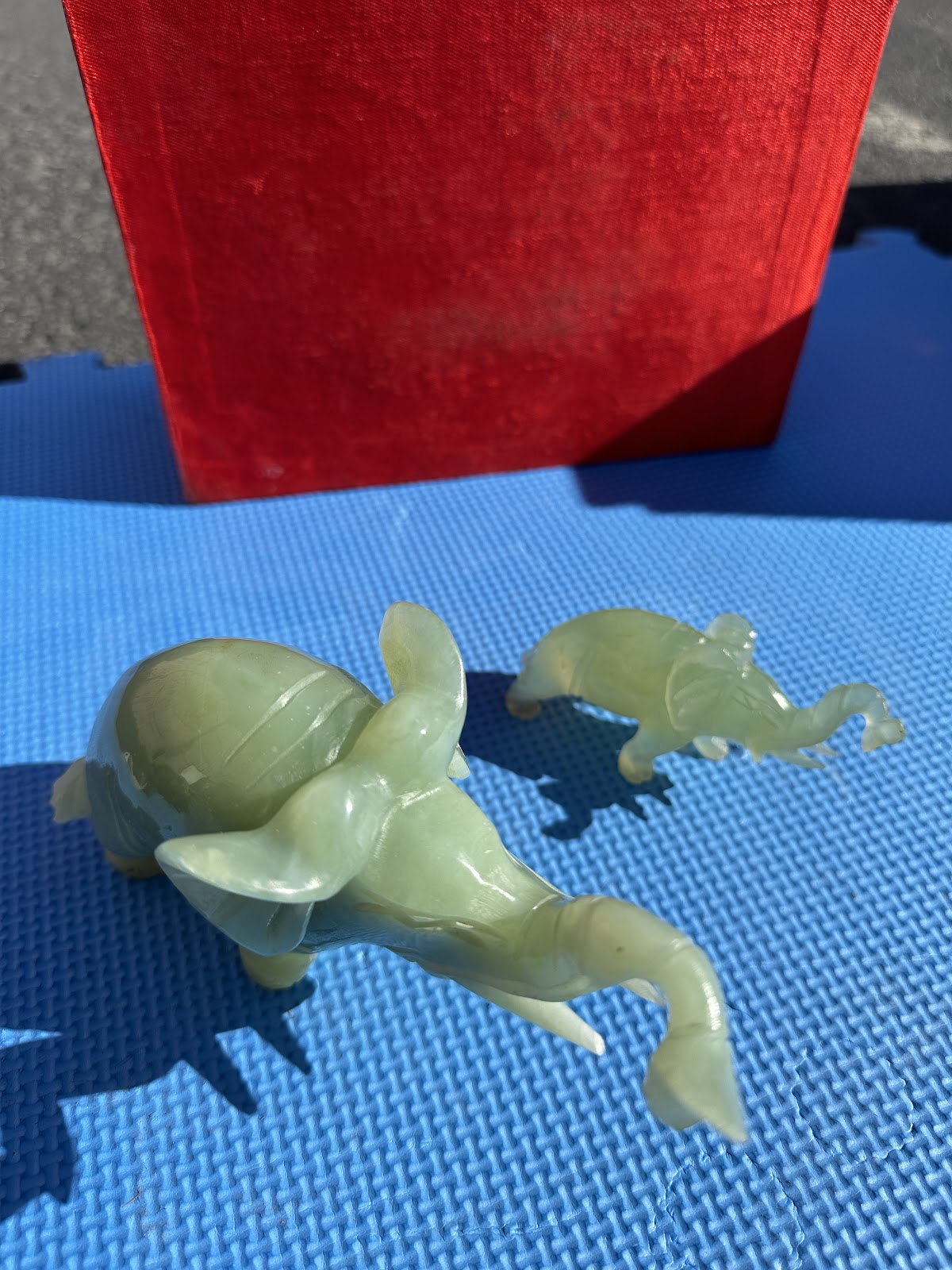 Hand-carved Chinese Jade Elephant Set