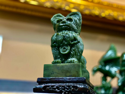 Hand-Carved Nephrite Jade Owl